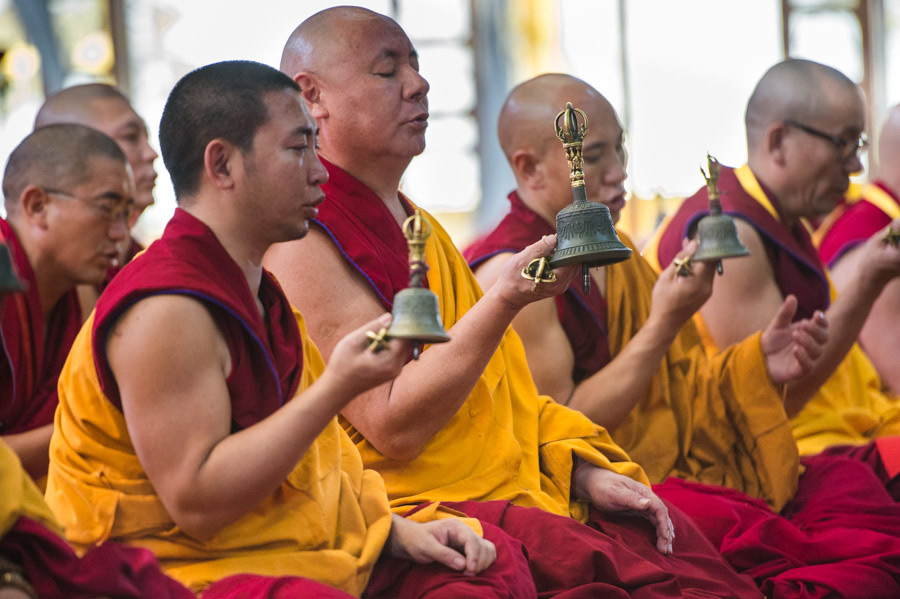 monks mantra recitation the meaning of mantras bells vajras buddhism Vajrayana temple